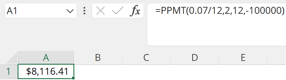 PPMT Function: Second Month
