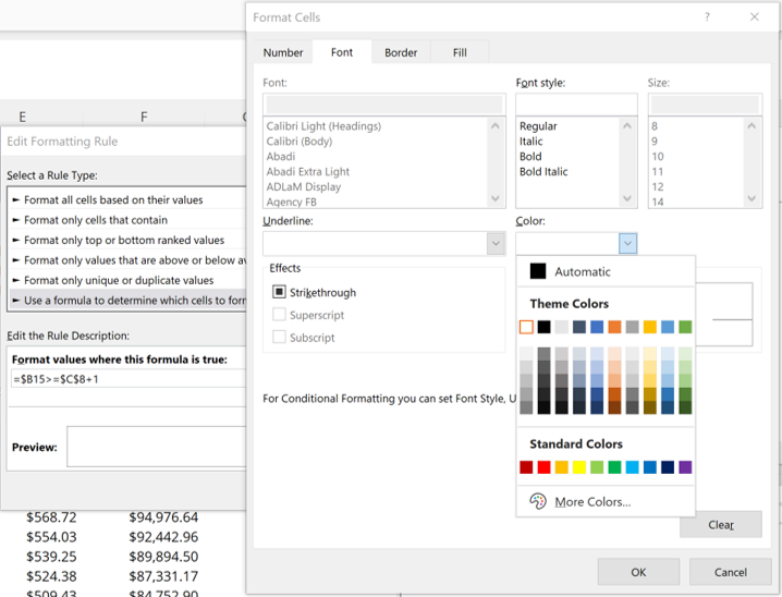 Conditional Formatting: White Font