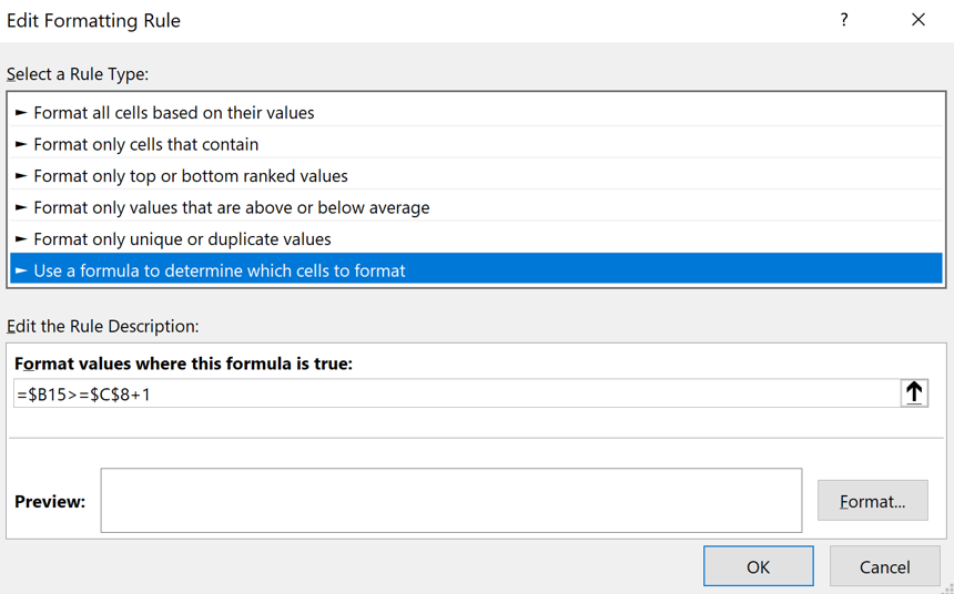 Conditional Formatting: New Rule