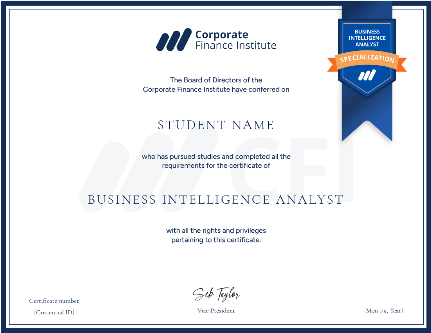 Business Intelligence Analyst Certification